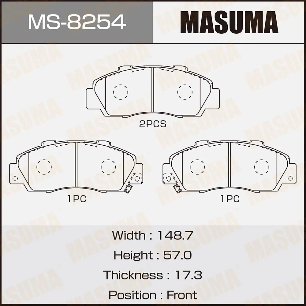 Колодки передние HONDA ACCORD MASUMA MS-8254
