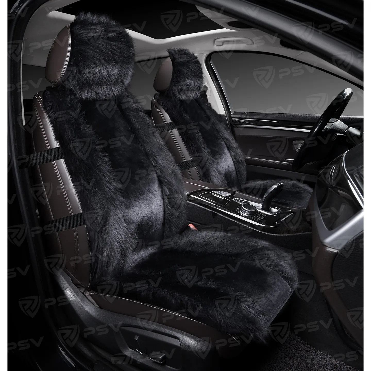 Накидки в машину универсальные меховые PSV Mutton Premium FRONT (Черный), 1 штука PSV 137742