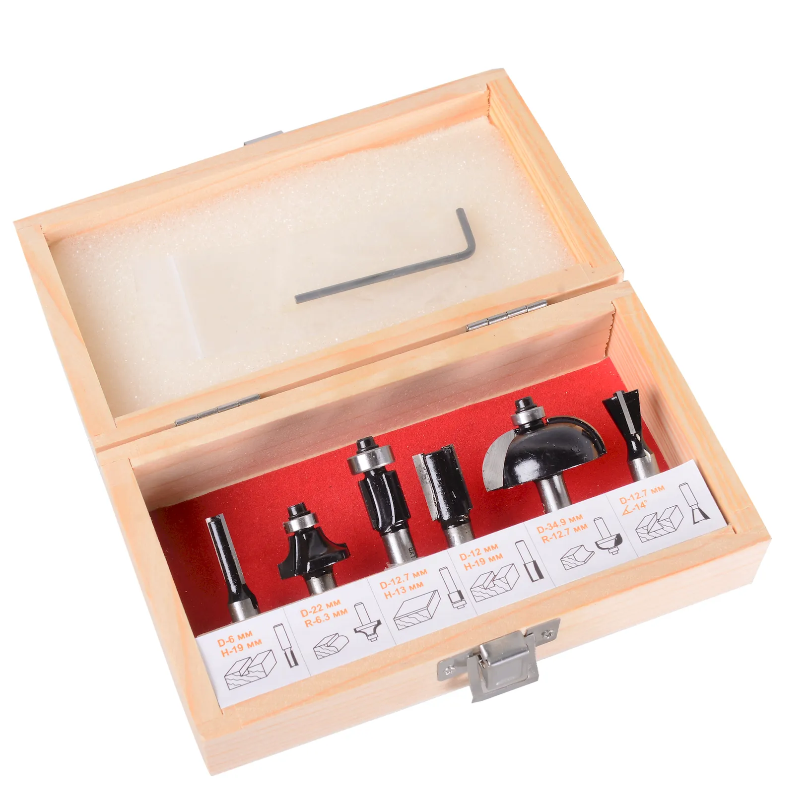 Набор фрез по дереву 6шт.(хвостовик 8мм), кейс Вихрь Вихрь 73/10/6/20