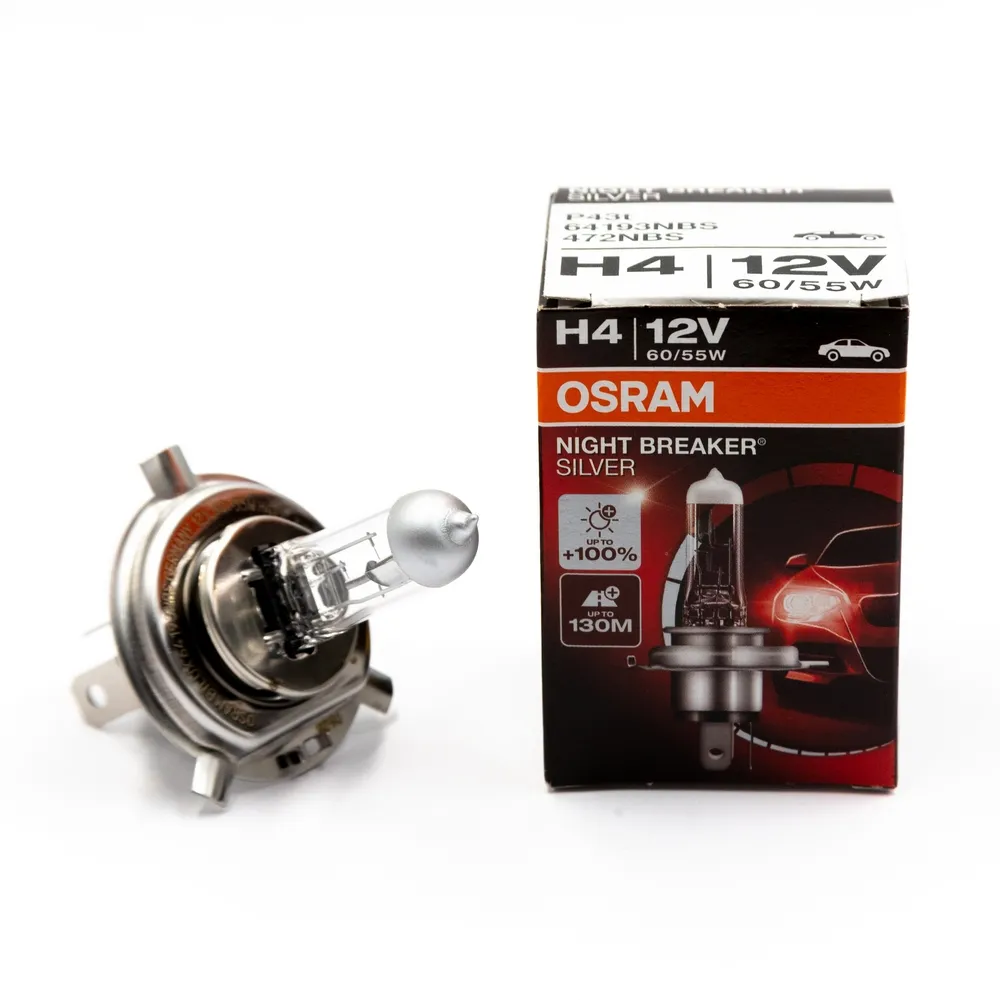 Лампа 12V H4 60/55W P43t OSRAM NIGHT BREAKER SILVER картон 64193NBS