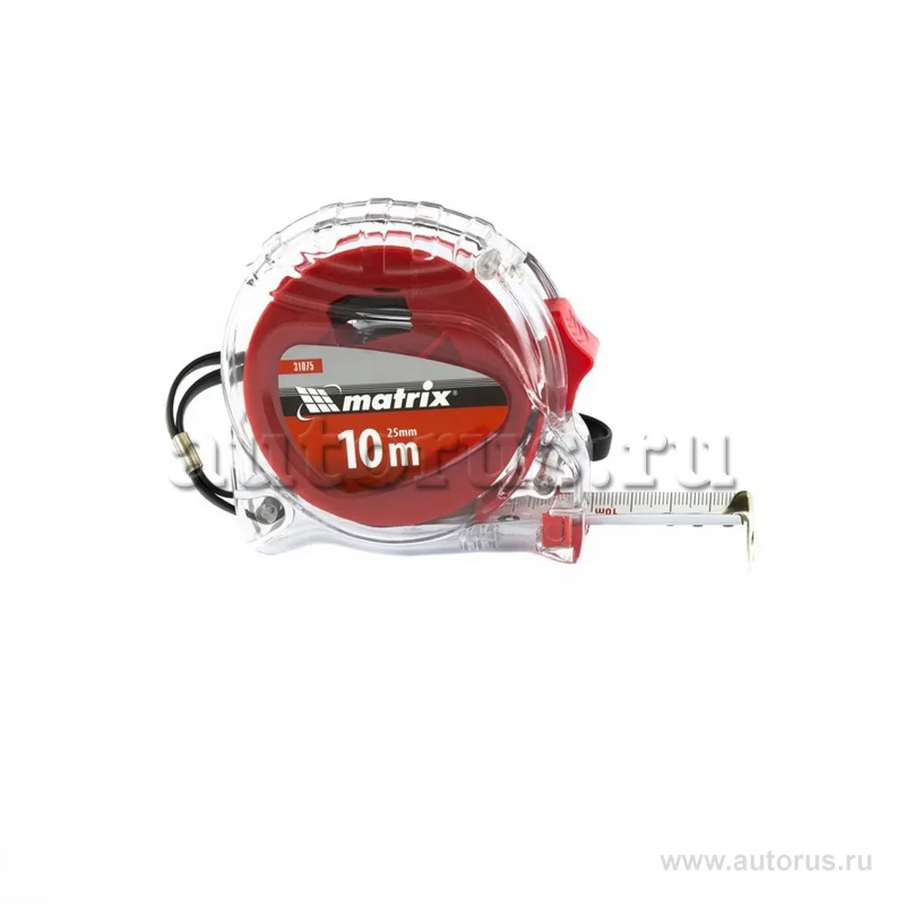 Рулетка Crystal, 10 м x25 мм, корпус из поликарбоната MATRIX 31075 MATRIX 31075