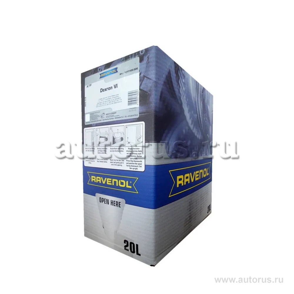 Трансмиссионное масло RAVENOL ATF Dexron VI (20л) ecobox 1211105-B20 (4014835784826)