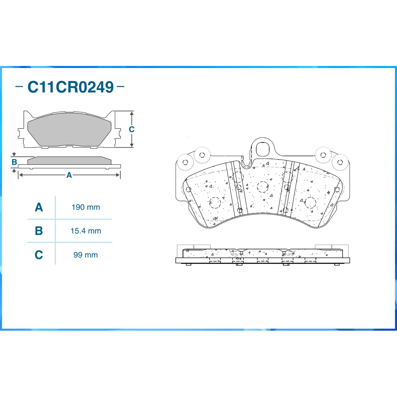 Колодки передние PORSCHE Cayenne/VW Touareg 190x99.4 CWORKS C11CR0249