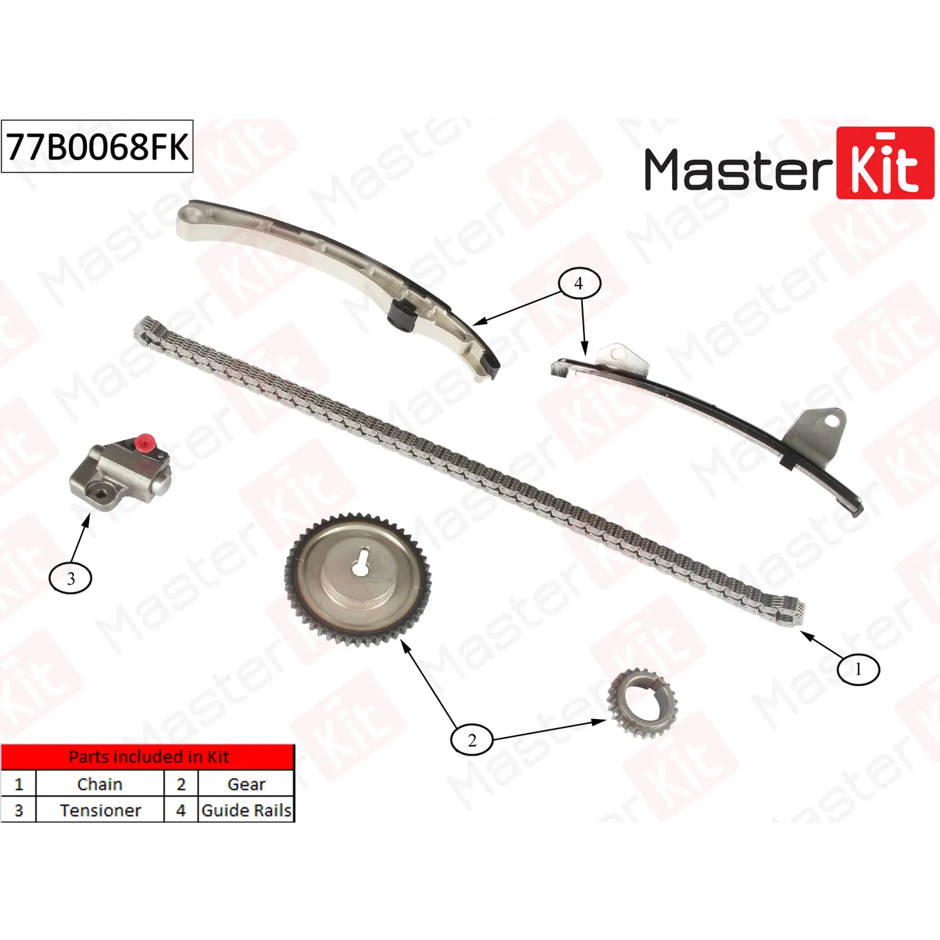 Комплект цепи ГРМ MAZDA 31.41.8I 04 MASTERKIT 77B0068FK