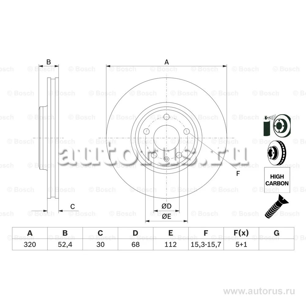 Диск тормозной передний BOSCH 0 986 479 468