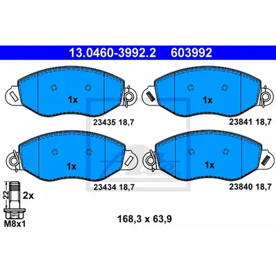 Тормозные колодки перед. Ford Transit 2.0-2.4 00-06 ATE 13046039922