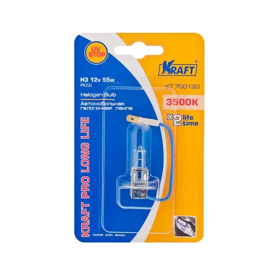 Лампа 12V H3 55W PK22s KRAFT 1 шт. картон KT700120