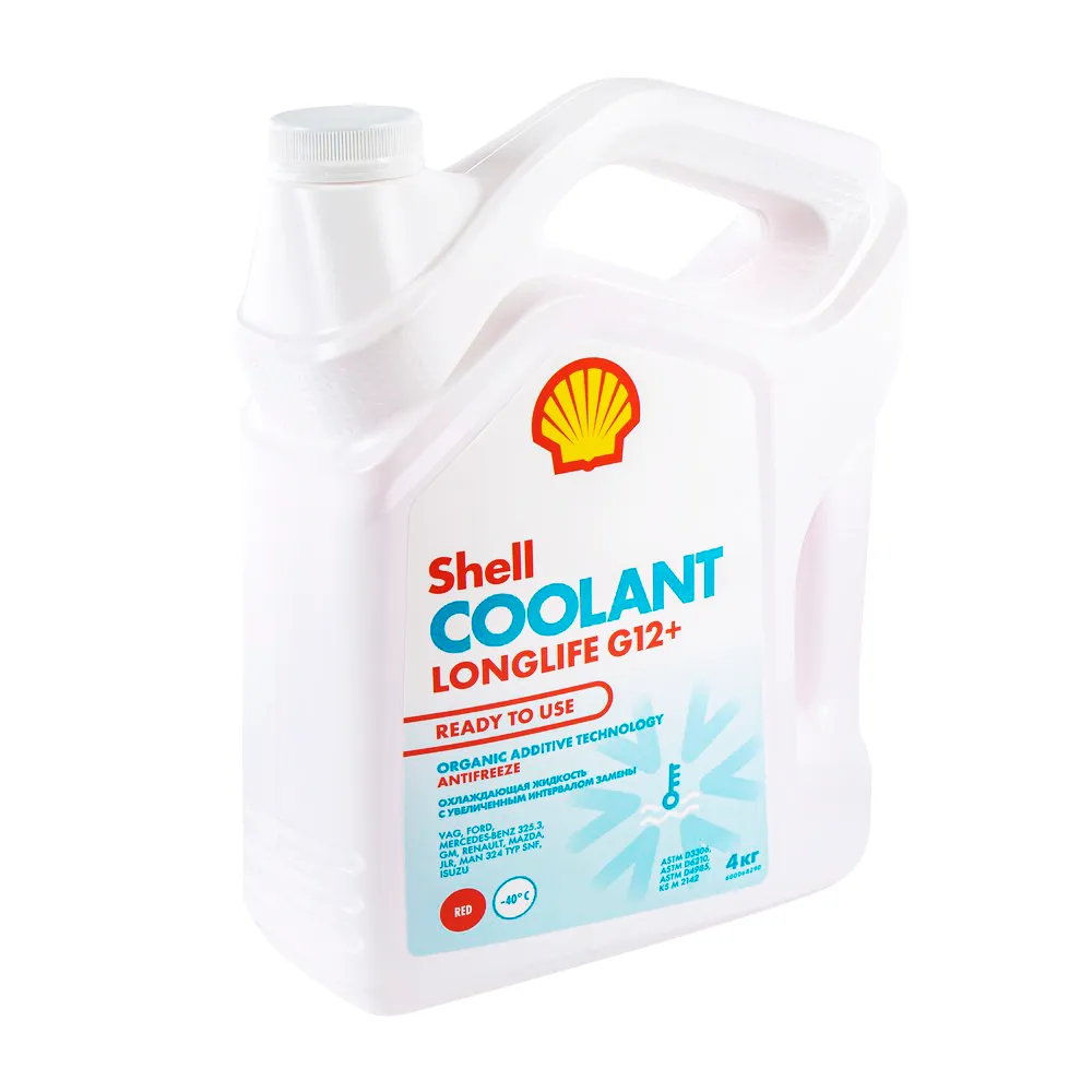 Антифриз SHELL Coolant Longlife G12+ готовый -40C красный 4 кг 550062668