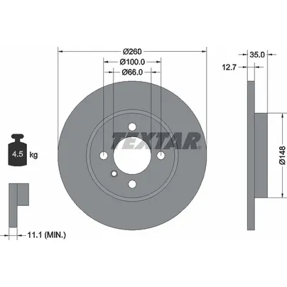 Диск тормозной передний стандартный BMW TEXTAR 92026400