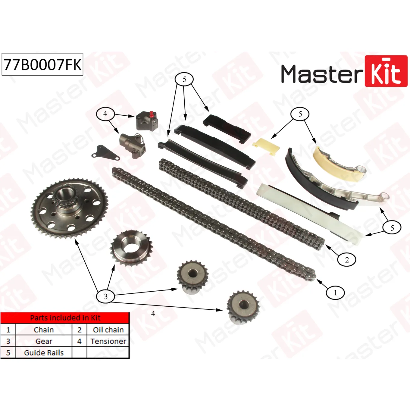 Комплект цепи ГРМ NISSAN Pathfinder III 2.5 dCi YD25 05- MASTERKIT 77B0007FK