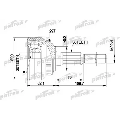 ШРУС наружн к-кт 33x52x25 ABS:29T OPEL: VECTRA/ASTRA 1. PATRON PCV1051