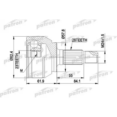 ШРУС наружн к-кт 28x57.8x24 ROVER: 75 99-, 75 Tourer 01 PATRON PCV1514