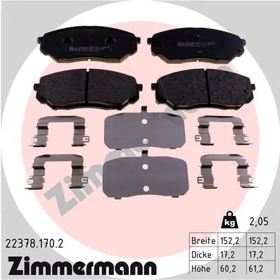 Колодки тормозные передние KIA SORENTO PRIME ZIMMERMANN 223781702