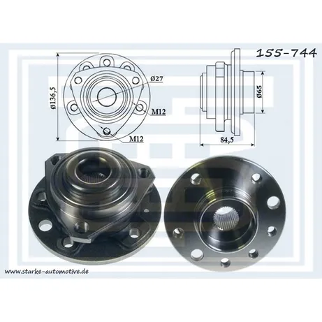 Ступица передняя OPEL ASTRA G / ZAFIRA A без ABS для 5-отверст. STARKE 155-744