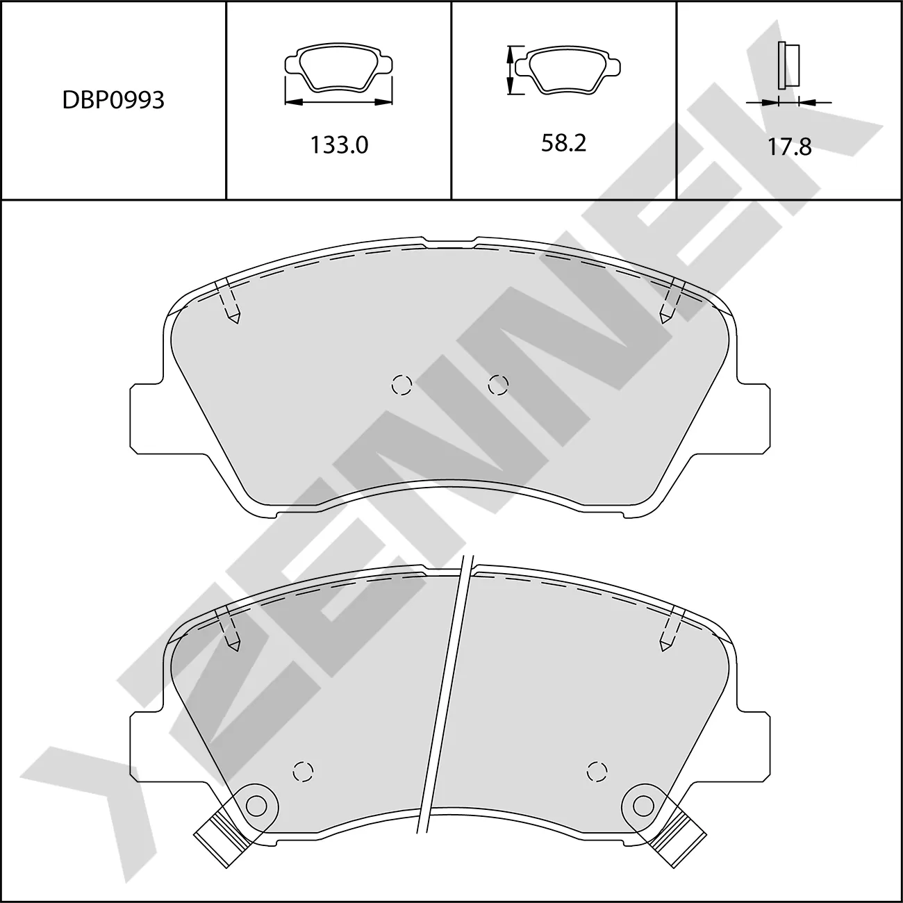Колодки тормозные передние ATLAS NL-3 18, EMGRAND EC7 09, ACCENT 10, KIA RIO ZENNEK DBP0993
