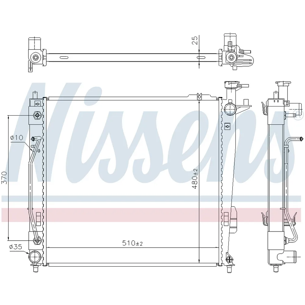 Радиатор основной HYUNDAI Santa Fe III/Grand Santa Fe III mot.CRDI NISSENS 675046