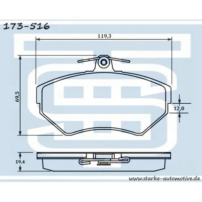Колодки тормозные VW GOLF III/PASSAT (B3/B4) передние STARKE 173-516