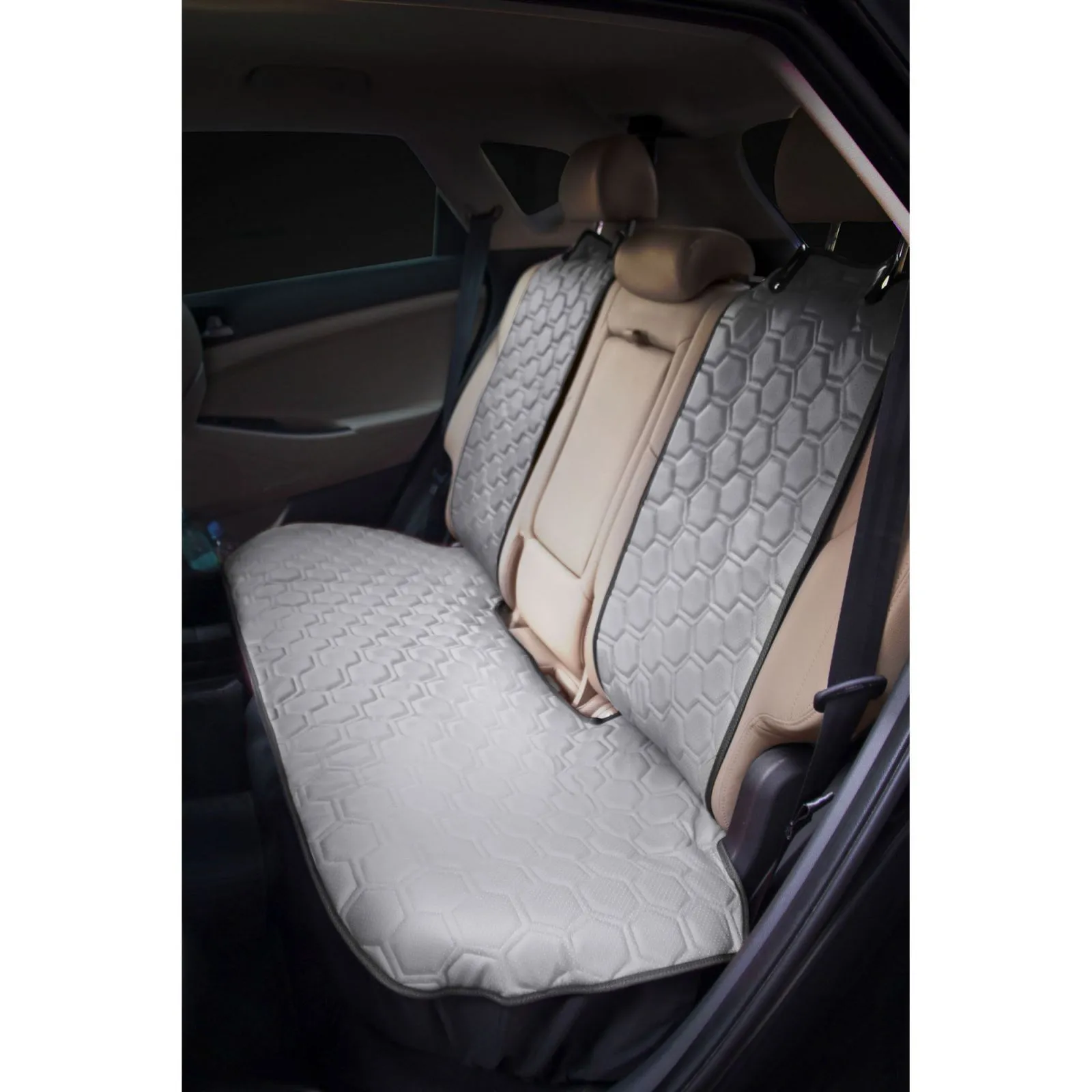 Накидка Алькантара, задняя (3 предмета), экокожа с перфорацией, серая AIRLINE ACS-SB-02