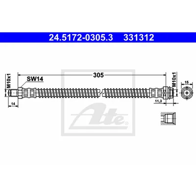 Шланг тормозной MERCEDES BENZ C-Klasse (C204) Coupe (11-) ATE 24517203053
