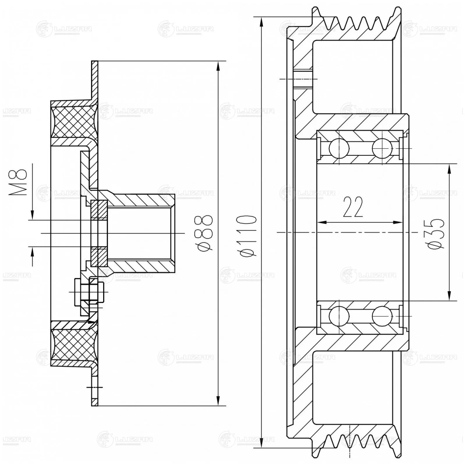 Муфта срывная для компрессора кондиц. LUZAR LCC 2112