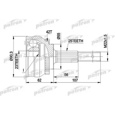 ШРУС наружн к-кт 25x55x23 ABS:42T NISSAN: ALMERA 1.6/2. PATRON PCV1275