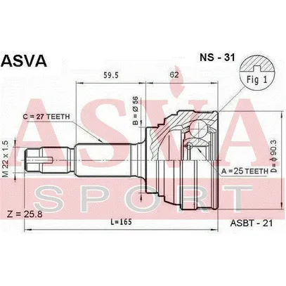ШРУС наружный 25X56X27 ASVA NS-31