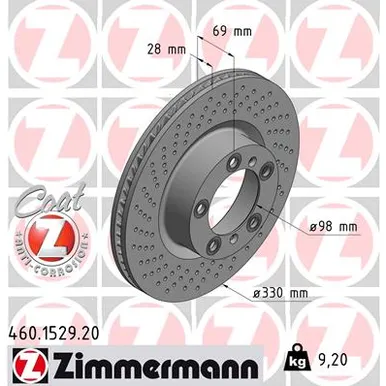 Тормозной диск ZIMMERMANN 460152920