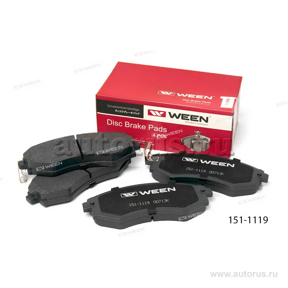Тормозные колодки дисковые передние HYUNDAI Elantra (XD), Sonata IV (EF), Coupe (RD), WEEN 151-1119