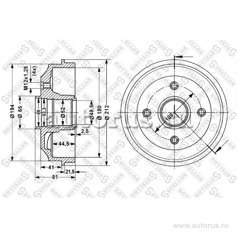 Барабан тормозной без ABS Peugeot 306, Citroen ZX/Xsara all 91> STELLOX 6025-3705-SX