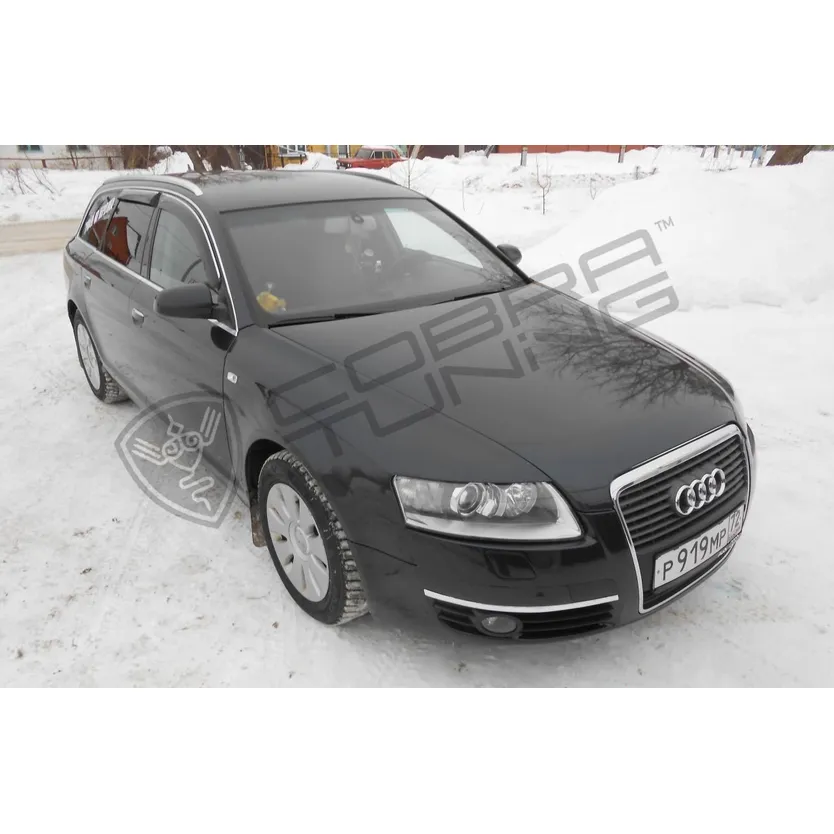 Дефлектора на окна Audi A6 Avant (4F/С6) 2005-2011 ХРОМ.МОЛДИНГ деф.окон Cobra Tuning A12705CR