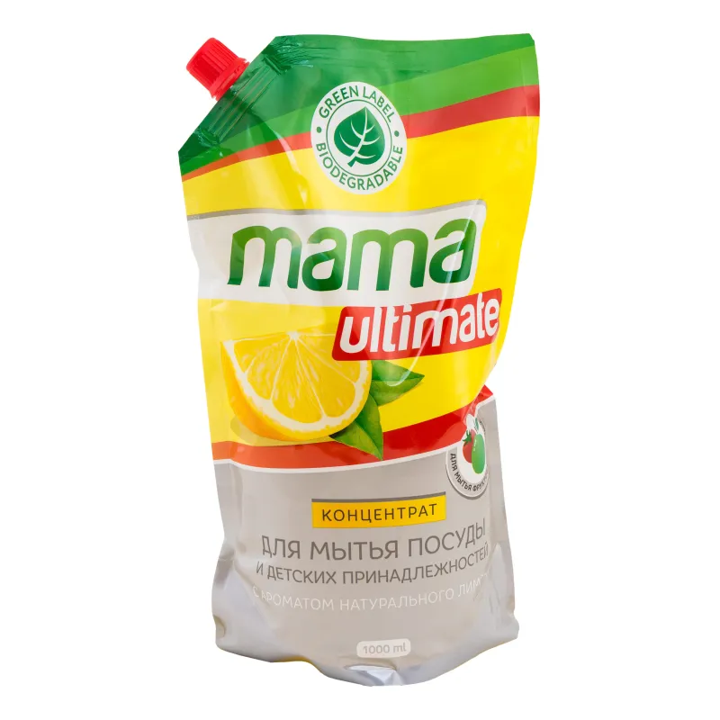 Средство для мытья посуды Mama Ultimate конц с аром лимона дойпак, 1000мл 1525839