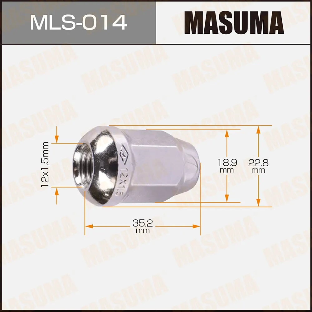 Гайка колесная 12x1.5 / под ключ=19 мм MASUMA MLS-014