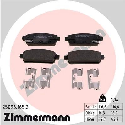 SBB Opel, Chevrolet incl. accessories ZIMMERMANN 25096.165.2