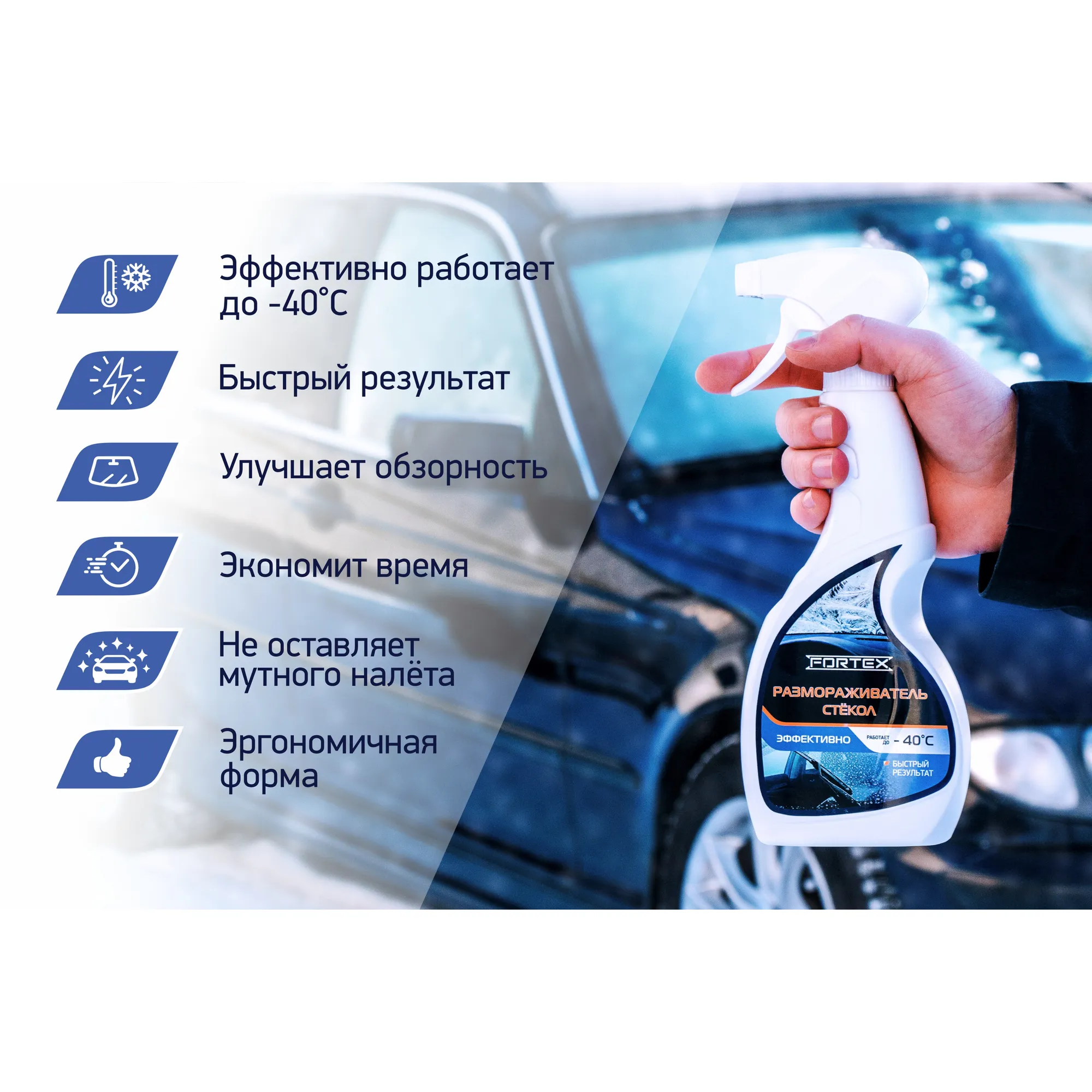 Размораживатель стекол Fortex 0.5 л. FORTEX FC.1101