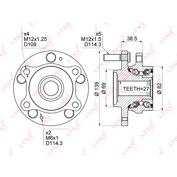 Ступица передняя в сборе L=R KIA CEED/HYUNDAI I30 LYNXauto WH-1501