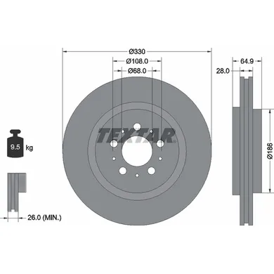 Диск тормозной задний с покрытием PRO VOLVO TEXTAR 92178303