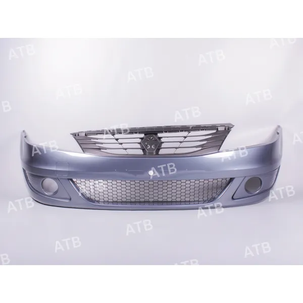 Бампер Renault Logan 1 2009-2015 рестайлинг передний с решеткой под ПТФ Синий минерал ATB 1ARL101P6FTERNF