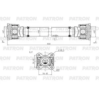 Вал карданный BMW: 5 (E60) 2004-2007, 5 (E60) LCI 2005-2009, 5 ( PATRON PKR016
