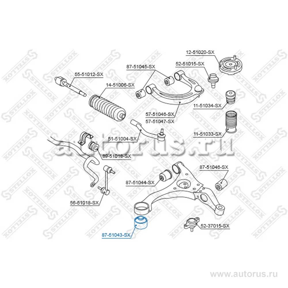 Сайлентблок рычага внутр. пер. Hyundai Sonata NF 04> STELLOX 87-51043-SX