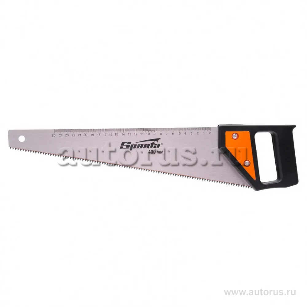 Ножовка по дереву, 400 мм, 5-6 TPI, каленый зуб, линейка, пластиковая рукоятка SPARTA 232305
