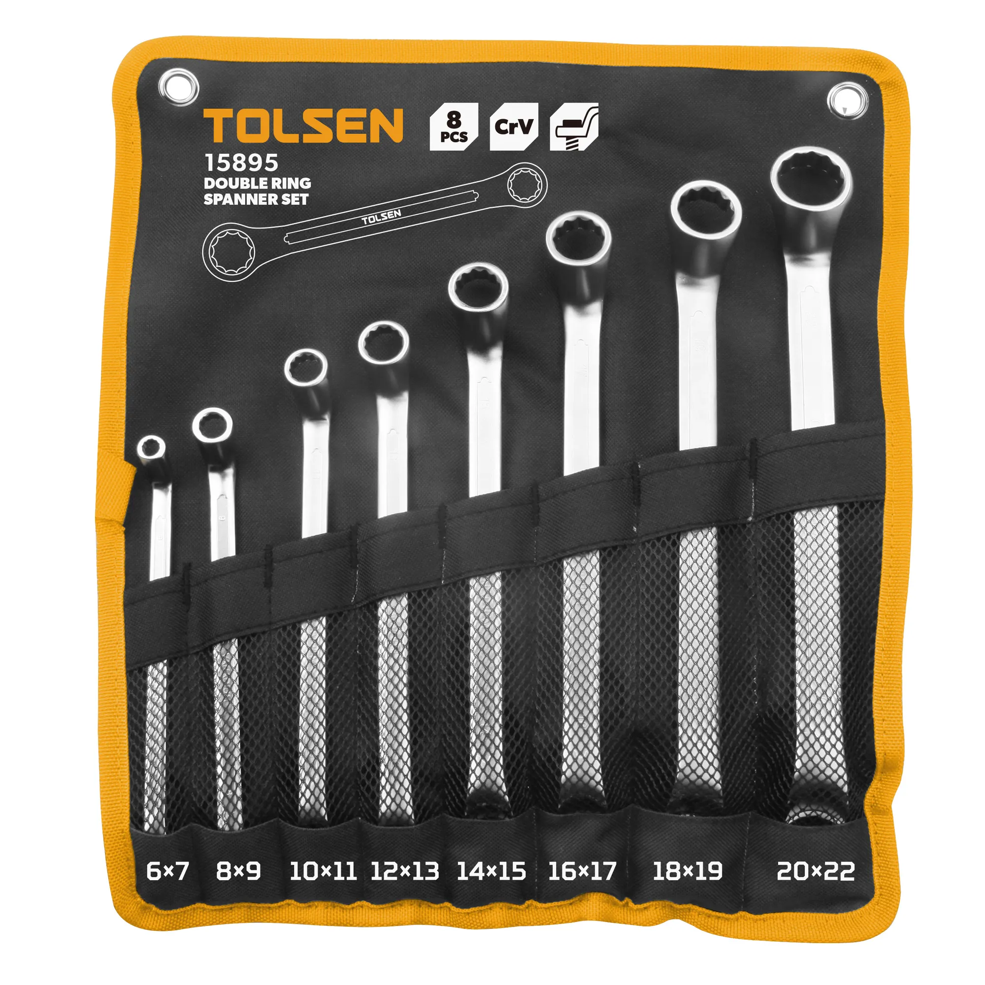 TOLSEN Набор накидных ключей, 6-22 мм, 8 предметов TOLSEN TT15895