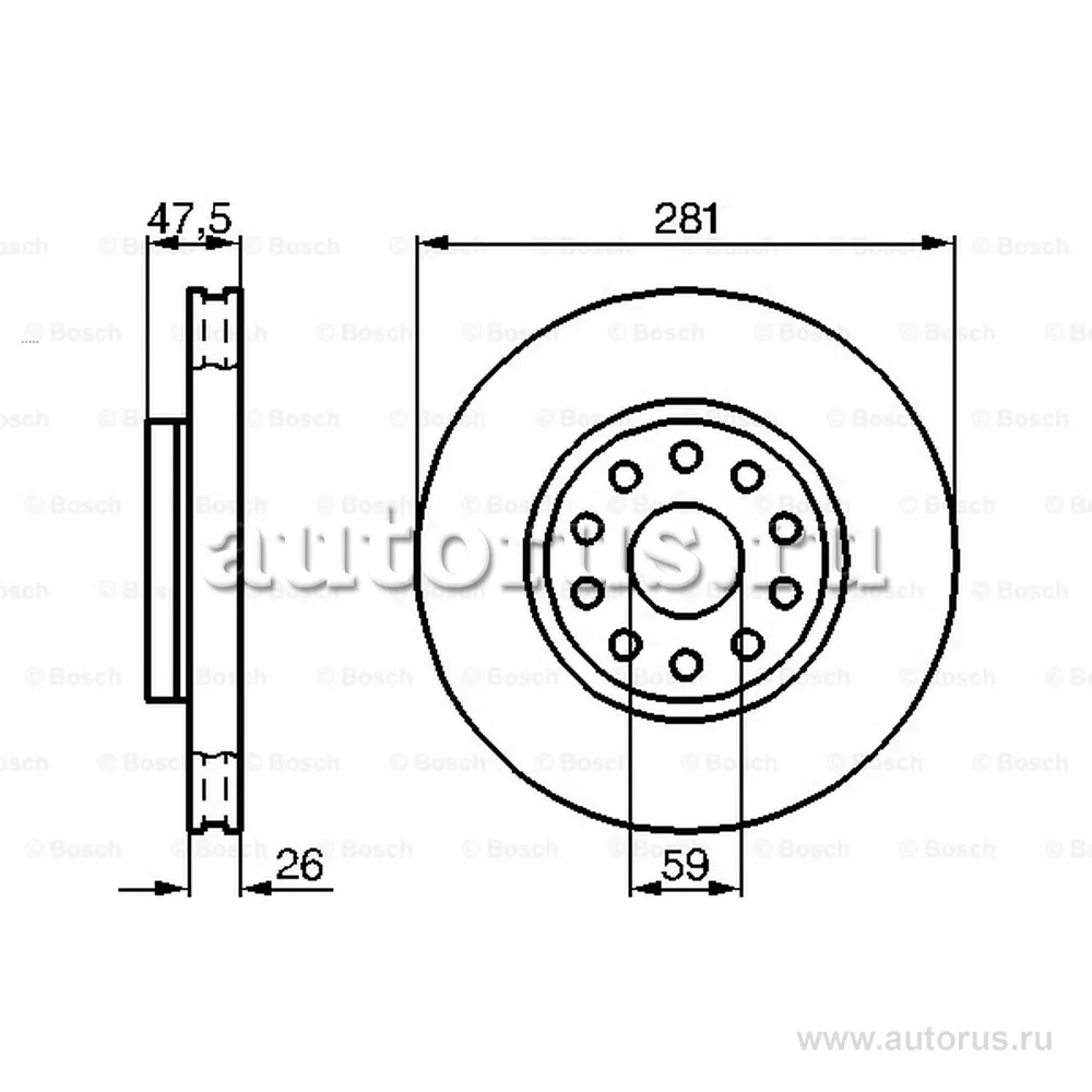 Диск тормозной ALFA ROMEO 166 98- LANCIA KAPPA 94-01, KAPPA SW 96-01, KAPPA купе 96-01 BOSCH 0986478460