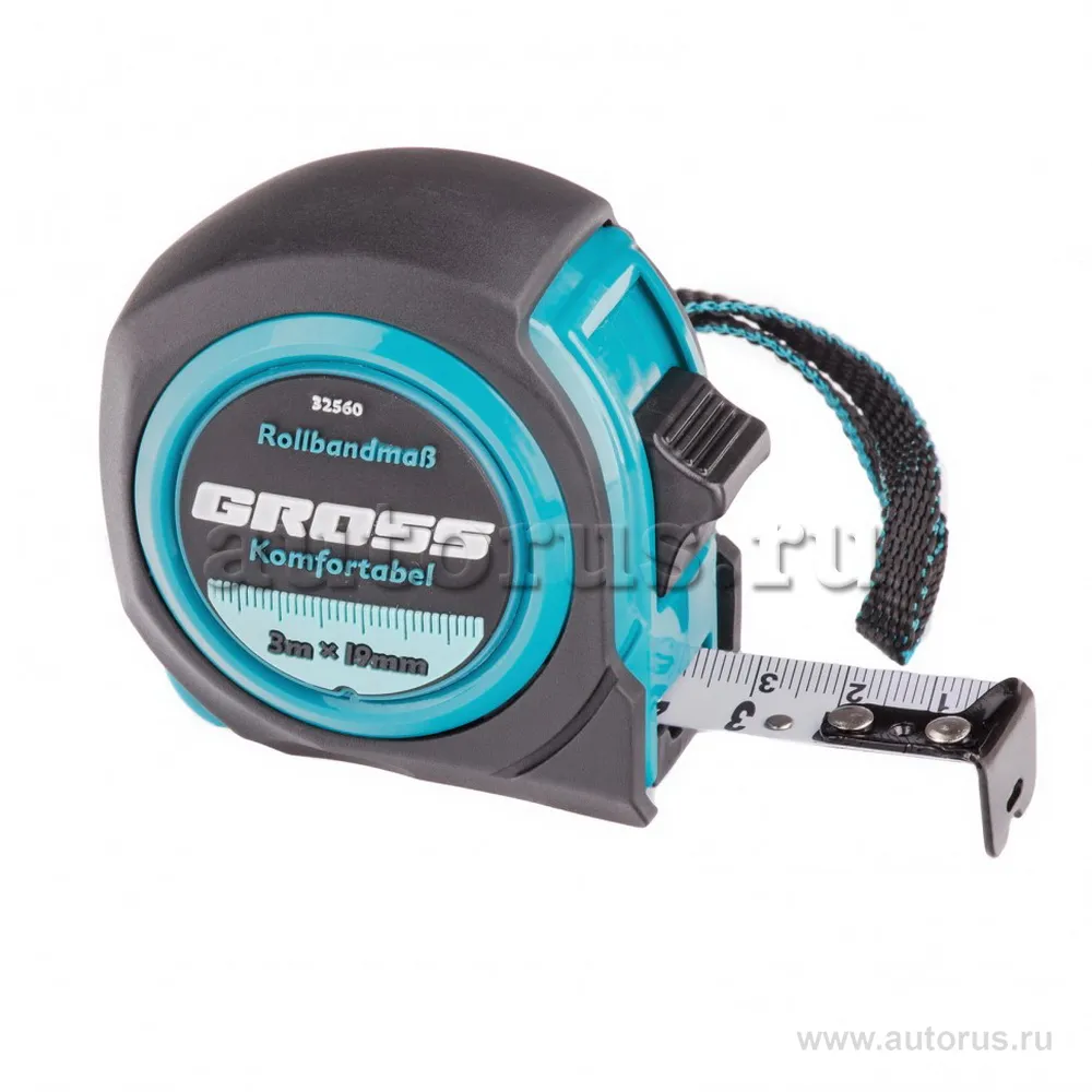 Рулетка Komfortabel 3 м x19 мм, обрезиненный корпус Gross 32560 GROSS 32560