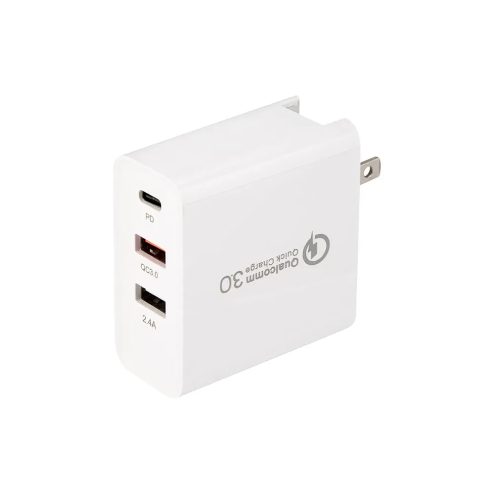 Сетевое зарядное устройство для iPhone/iPad 2xUSB+USB Type-С, переходник + адаптер, 48W белое REXANT 18-2214