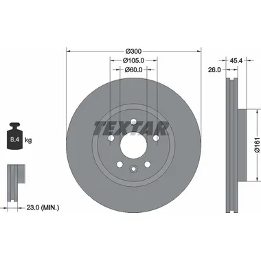 Диск тормозной передний с покрытием PRO BUICK (SGM)/ OPEL/ VAUXHALL TEXTAR 92277203