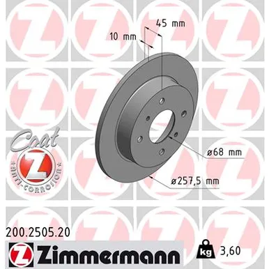 Диск тормозной BS NISSAN ZIMMERMANN 200250520