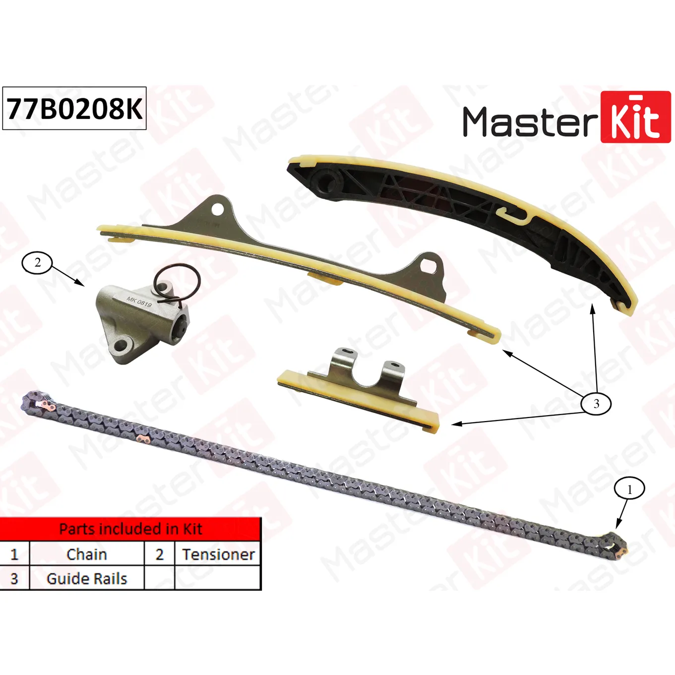 Комплект цепи ГРМ Hyundai/Kia I20/SOLARIS G4LC 2017 MASTERKIT 77B0208K