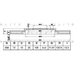 Диск тормозной задний CITROEN C4 PICASSO 13-> BLITZ BS0492