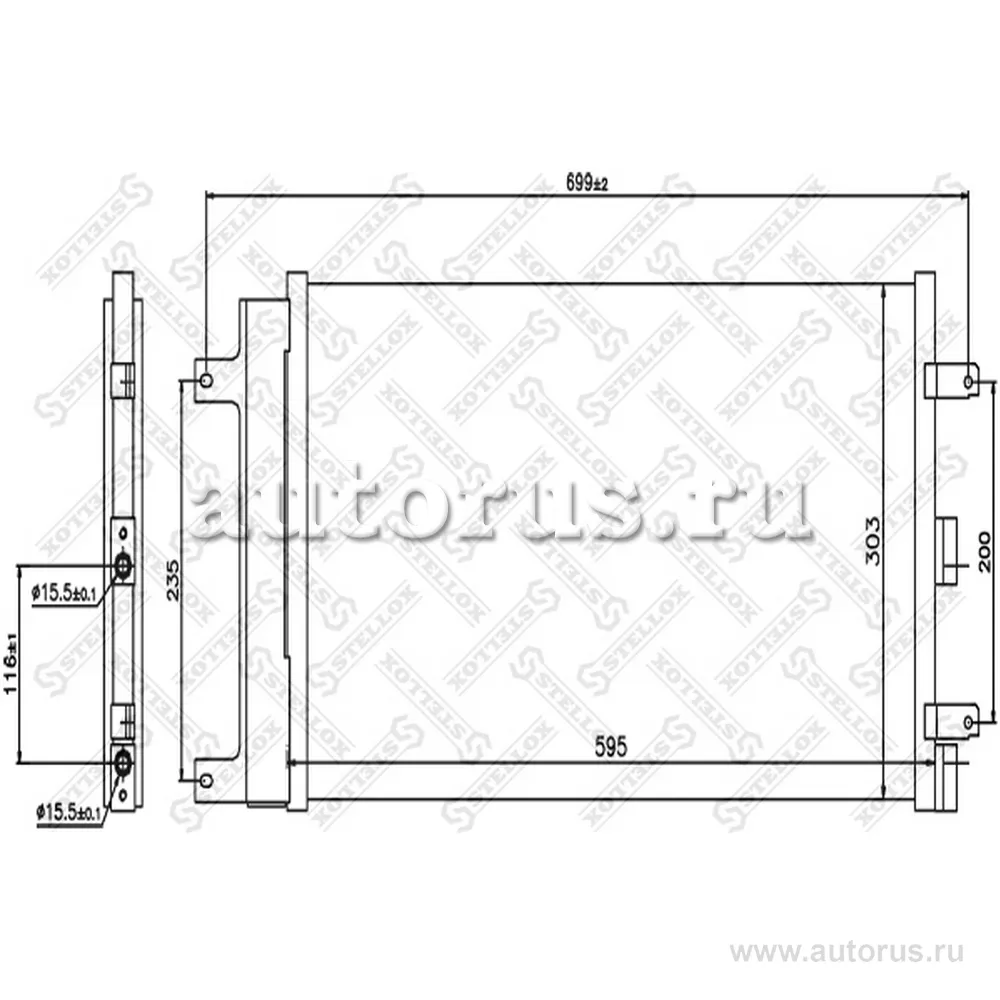 Радиатор кондиционера Fiat Doblo 1.4i 8V 05> STELLOX 10-45619-SX