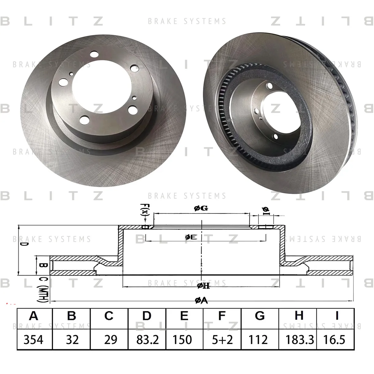 Диск тормозной передний вентилируемый TOYOTA LAND CRUISER 200 15->/SEQUOIA 00->/TUNDRA 0 BLITZ BS0626